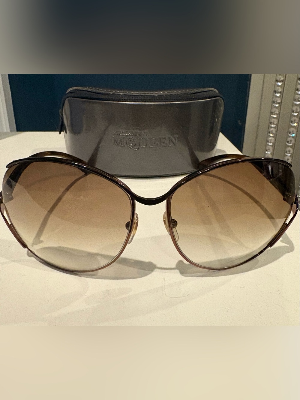 Alexander McQueen Brown Gradient Oversized Sunglasses with Case